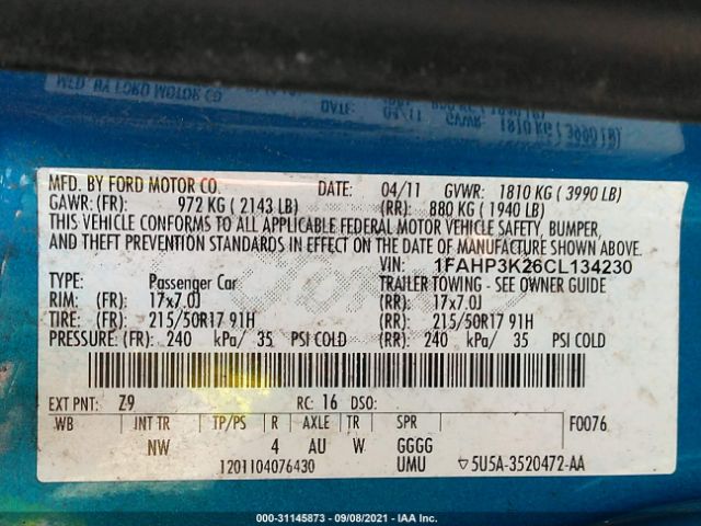 Photo 8 VIN: 1FAHP3K26CL134230 - FORD FOCUS 