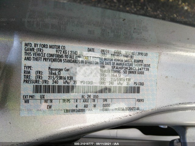 Photo 8 VIN: 1FAHP3K26CL247739 - FORD FOCUS 