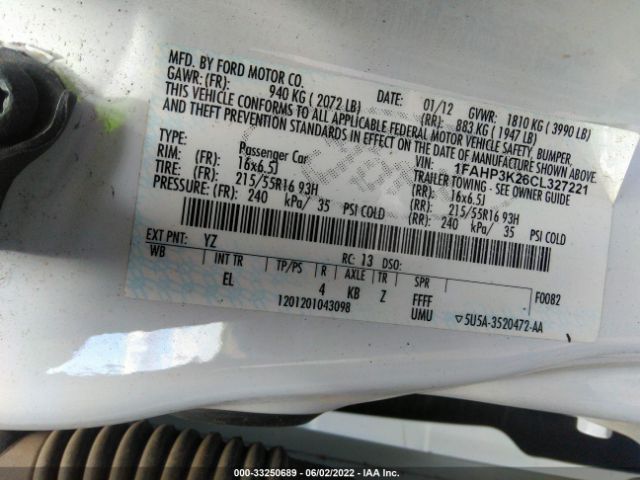 Photo 8 VIN: 1FAHP3K26CL327221 - FORD FOCUS 