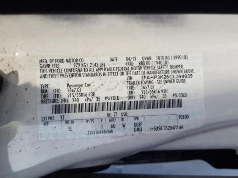 Photo 9 VIN: 1FAHP3K26CL394935 - FORD FOCUS SE 