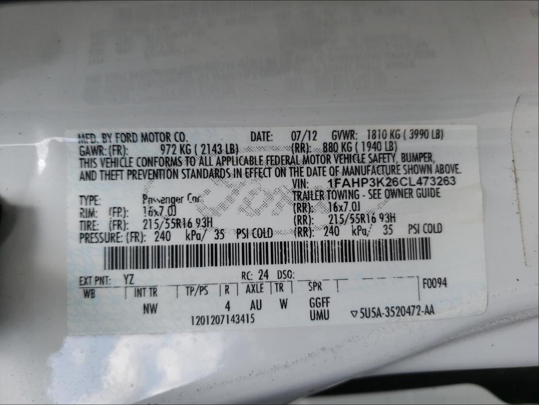 Photo 9 VIN: 1FAHP3K26CL473263 - FORD FOCUS SE 