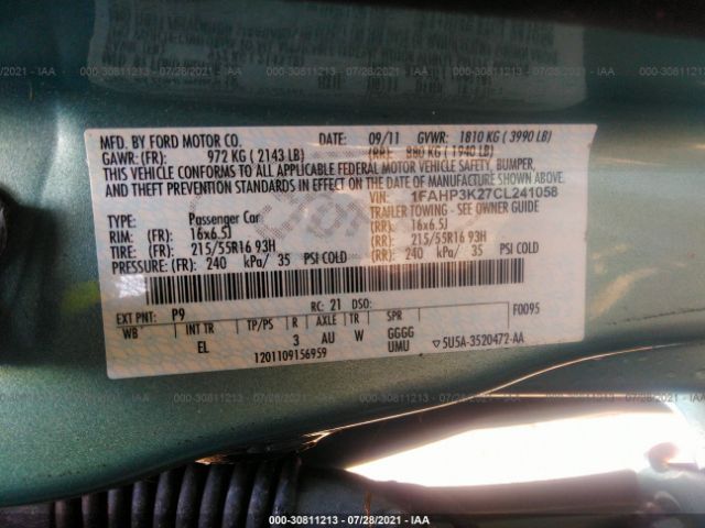 Photo 8 VIN: 1FAHP3K27CL241058 - FORD FOCUS 