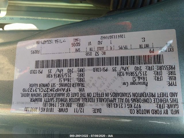 Photo 8 VIN: 1FAHP3K27CL312310 - FORD FOCUS 