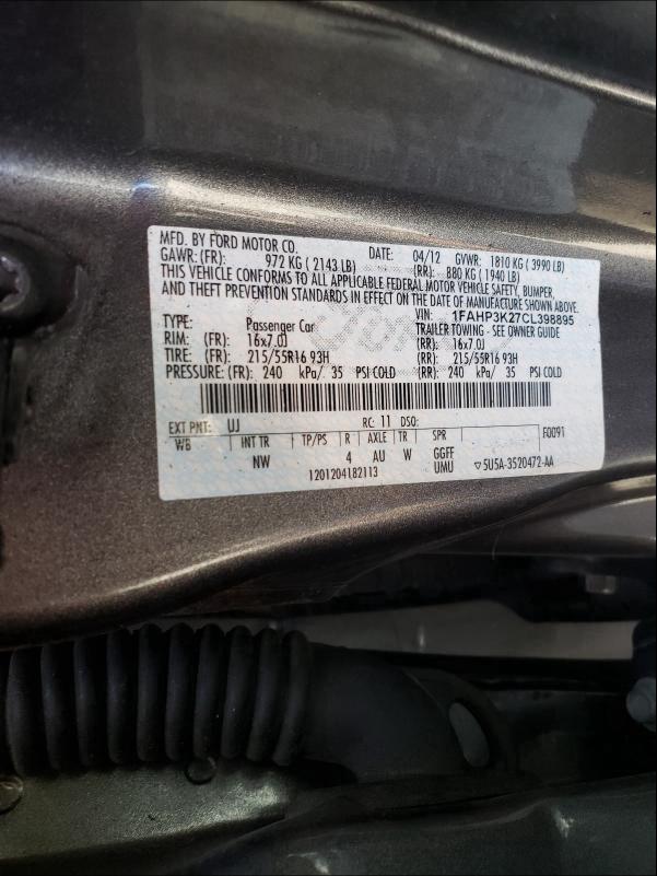 Photo 9 VIN: 1FAHP3K27CL398895 - FORD FOCUS 