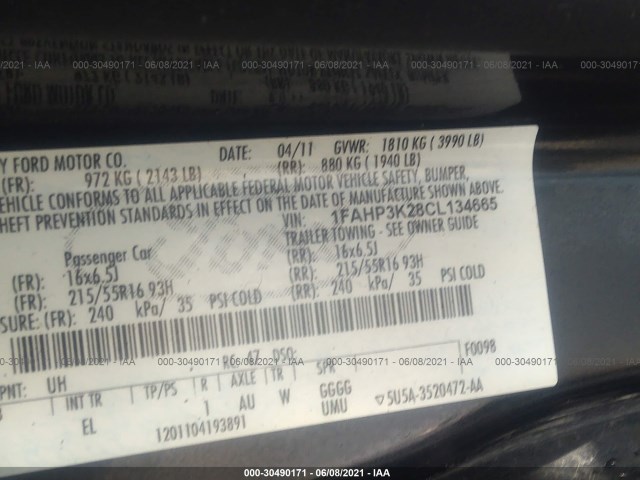 Photo 8 VIN: 1FAHP3K28CL134665 - FORD FOCUS 