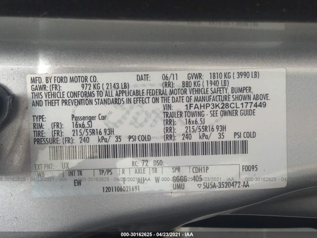 Photo 8 VIN: 1FAHP3K28CL177449 - FORD FOCUS 