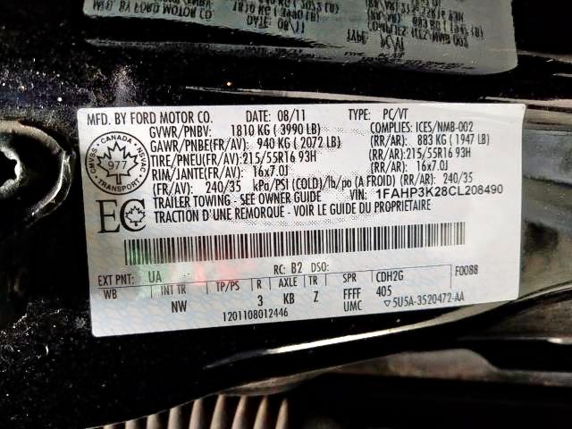 Photo 8 VIN: 1FAHP3K28CL208490 - FORD FOCUS SE 