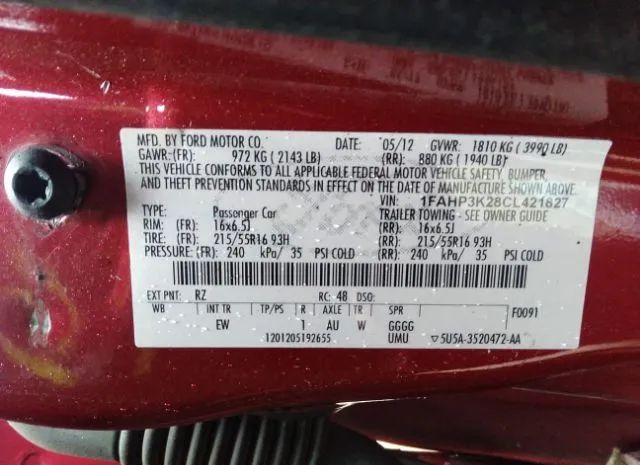 Photo 8 VIN: 1FAHP3K28CL421827 - FORD FOCUS 