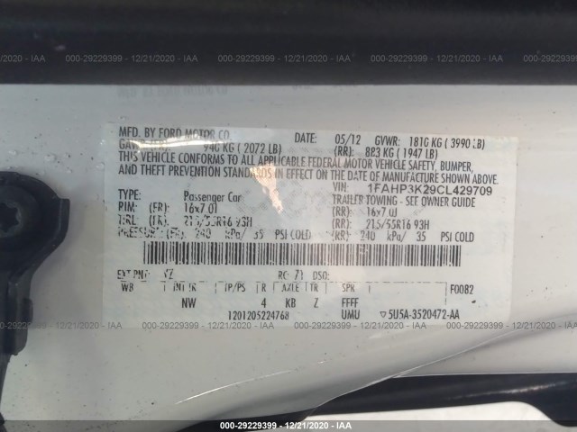 Photo 8 VIN: 1FAHP3K29CL429709 - FORD FOCUS 