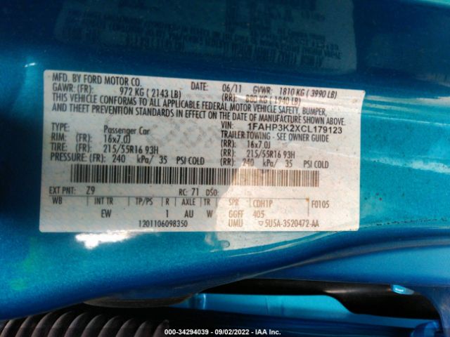 Photo 8 VIN: 1FAHP3K2XCL179123 - FORD FOCUS 