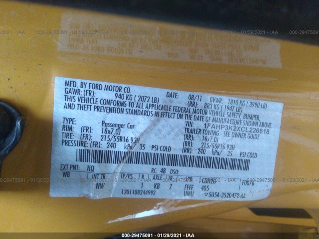 Photo 8 VIN: 1FAHP3K2XCL226618 - FORD FOCUS 