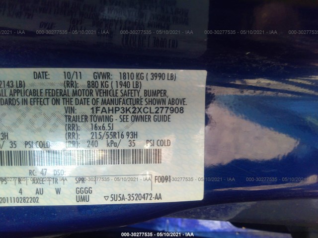 Photo 8 VIN: 1FAHP3K2XCL277908 - FORD FOCUS 