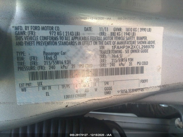 Photo 8 VIN: 1FAHP3K2XCL298970 - FORD FOCUS 