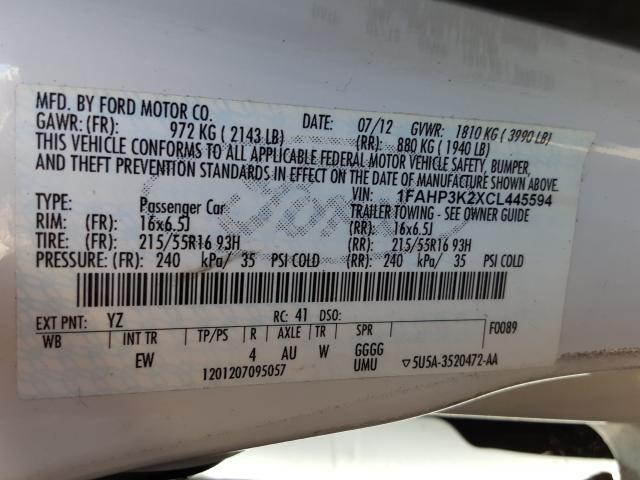 Photo 9 VIN: 1FAHP3K2XCL445594 - FORD FOCUS SE 