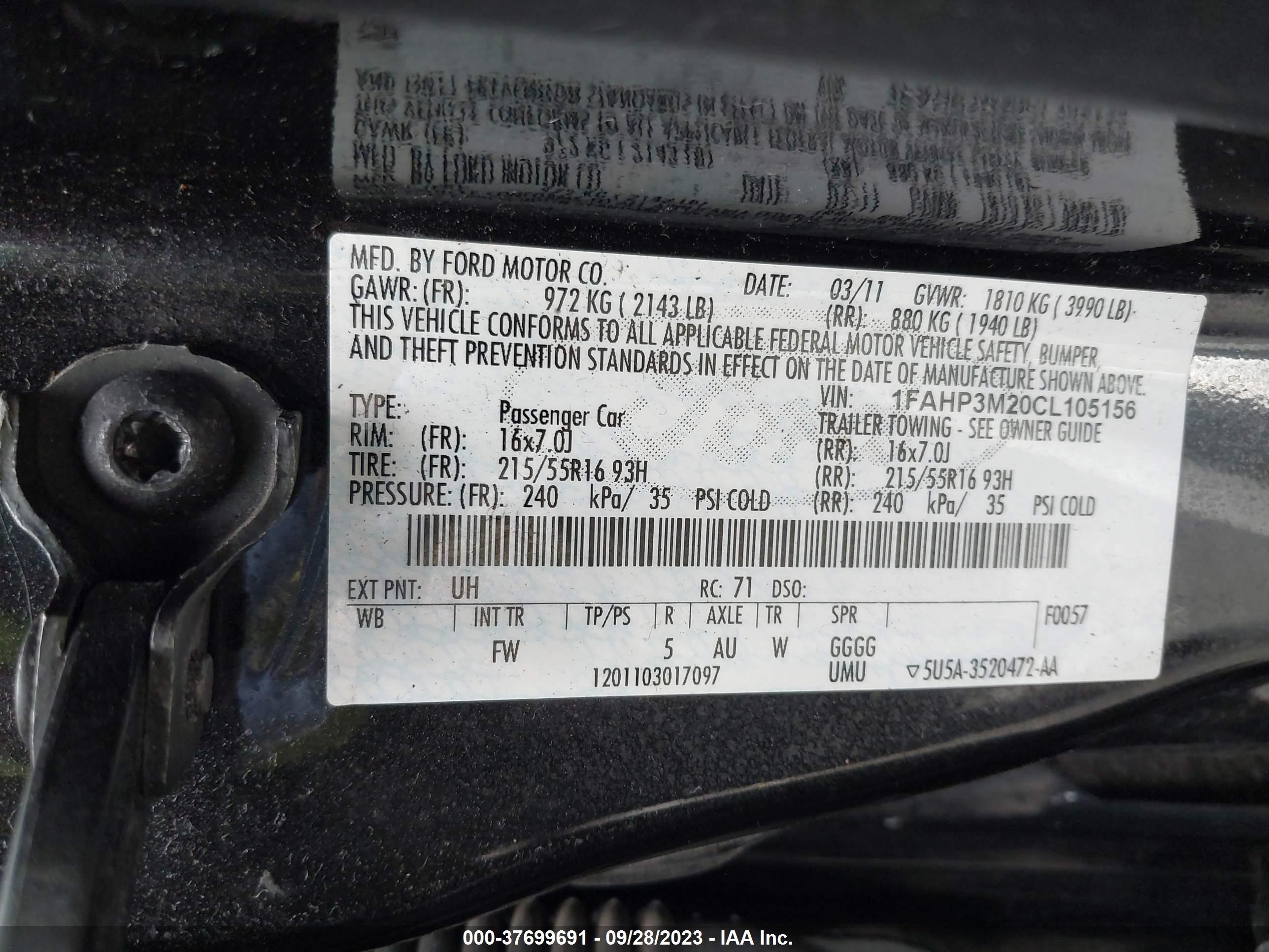 Photo 8 VIN: 1FAHP3M20CL105156 - FORD FOCUS 