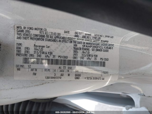 Photo 8 VIN: 1FAHP3M21CL135461 - FORD FOCUS SEL 