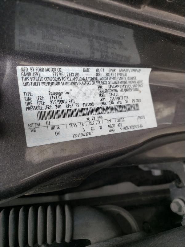 Photo 9 VIN: 1FAHP3M21CL187902 - FORD FOCUS SEL 