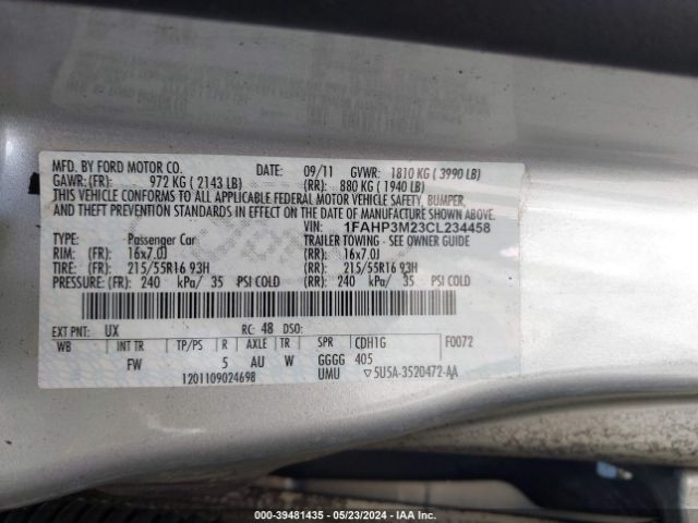 Photo 8 VIN: 1FAHP3M23CL234458 - FORD FOCUS 