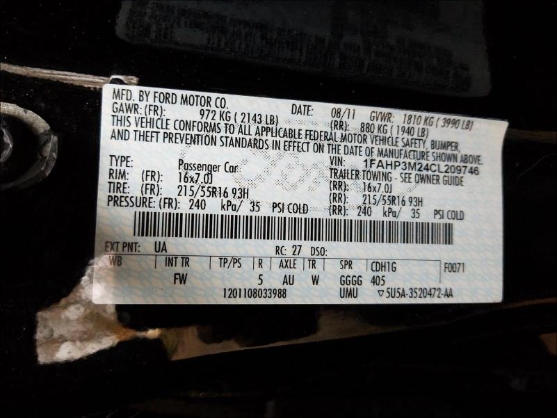 Photo 9 VIN: 1FAHP3M24CL209746 - FORD FOCUS SEL 