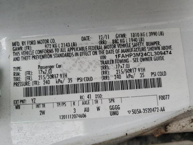 Photo 11 VIN: 1FAHP3M24CL309474 - FORD FOCUS SEL 