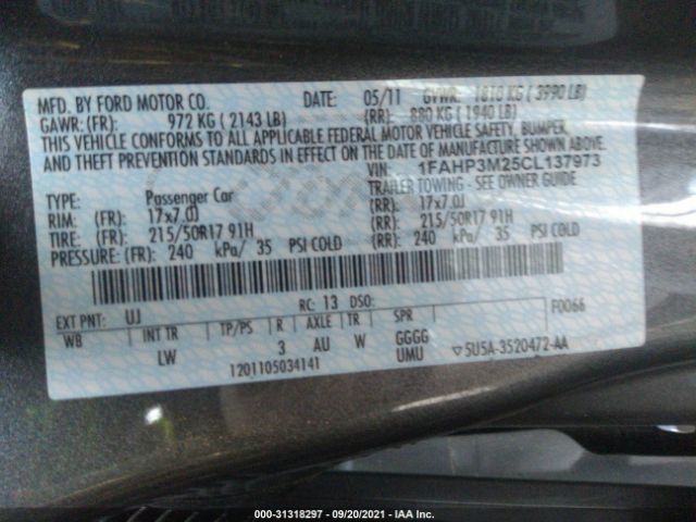 Photo 8 VIN: 1FAHP3M25CL137973 - FORD FOCUS 