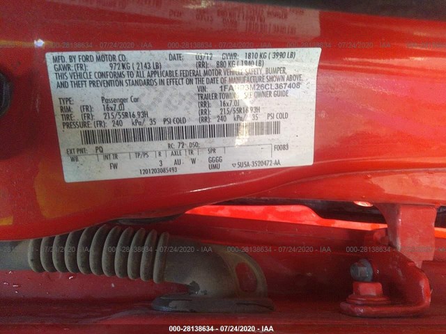 Photo 8 VIN: 1FAHP3M26CL367408 - FORD FOCUS 