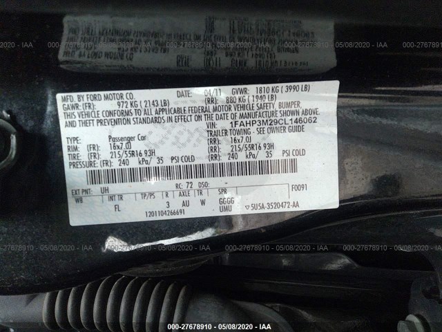 Photo 8 VIN: 1FAHP3M29CL146062 - FORD FOCUS 