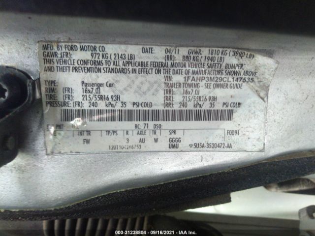 Photo 8 VIN: 1FAHP3M29CL147535 - FORD FOCUS 