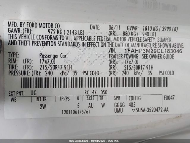 Photo 8 VIN: 1FAHP3M29CL183046 - FORD FOCUS 