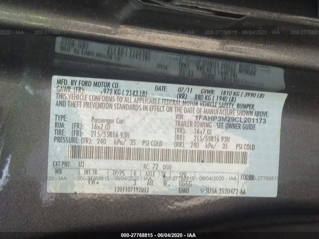 Photo 8 VIN: 1FAHP3M29CL201173 - FORD FOCUS 