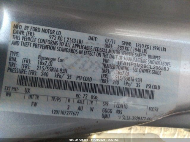 Photo 8 VIN: 1FAHP3M29CL206583 - FORD FOCUS 