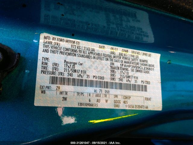 Photo 8 VIN: 1FAHP3M29CL236831 - FORD FOCUS 