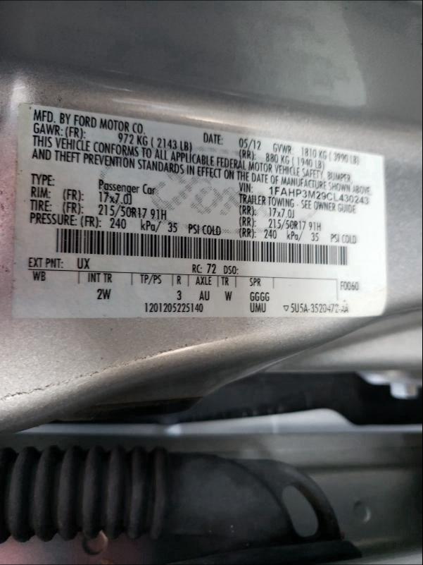 Photo 9 VIN: 1FAHP3M29CL430243 - FORD FOCUS SEL 