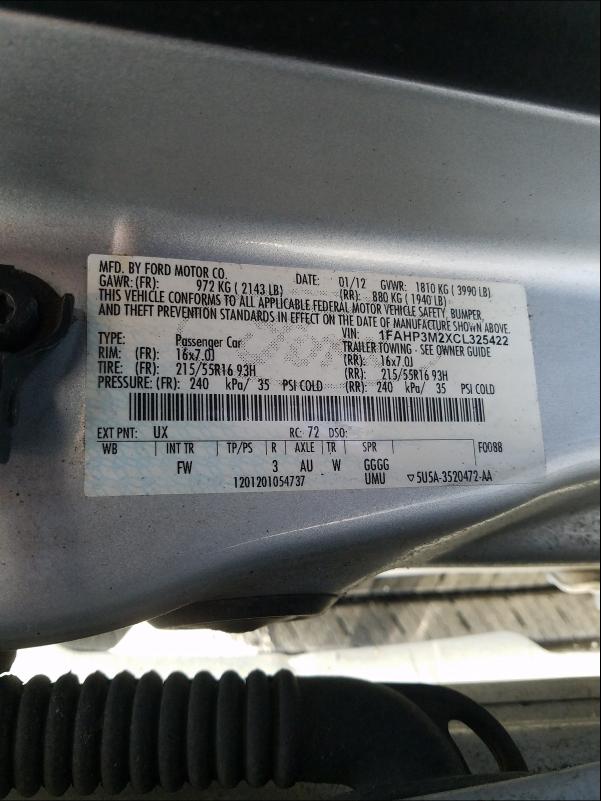 Photo 9 VIN: 1FAHP3M2XCL325422 - FORD FOCUS SEL 