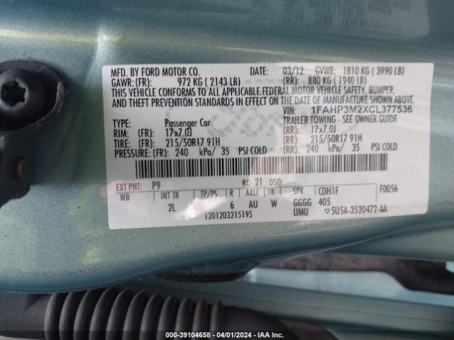 Photo 8 VIN: 1FAHP3M2XCL377536 - FORD FOCUS 