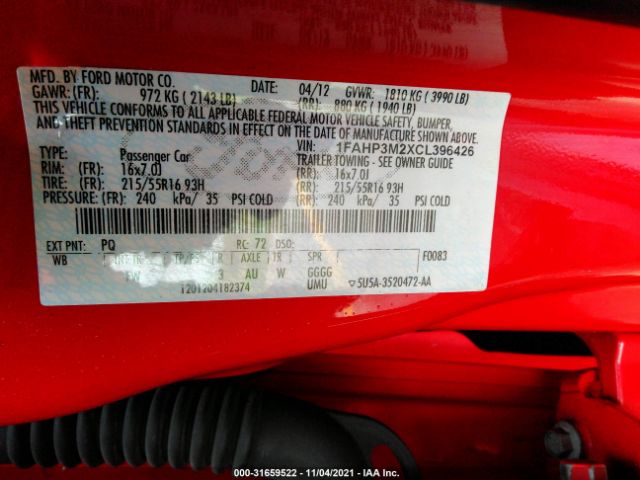 Photo 8 VIN: 1FAHP3M2XCL396426 - FORD FOCUS 