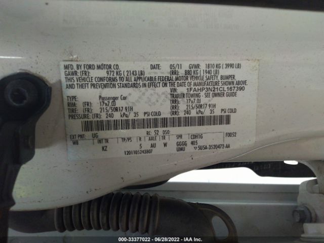 Photo 8 VIN: 1FAHP3N21CL167390 - FORD FOCUS 