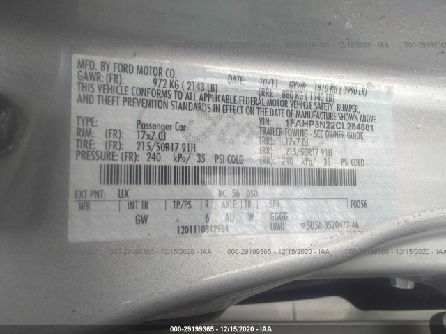 Photo 8 VIN: 1FAHP3N22CL284881 - FORD FOCUS 