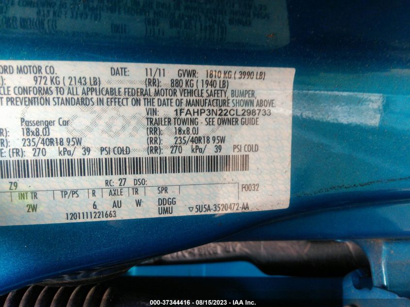 Photo 8 VIN: 1FAHP3N22CL298733 - FORD FOCUS 