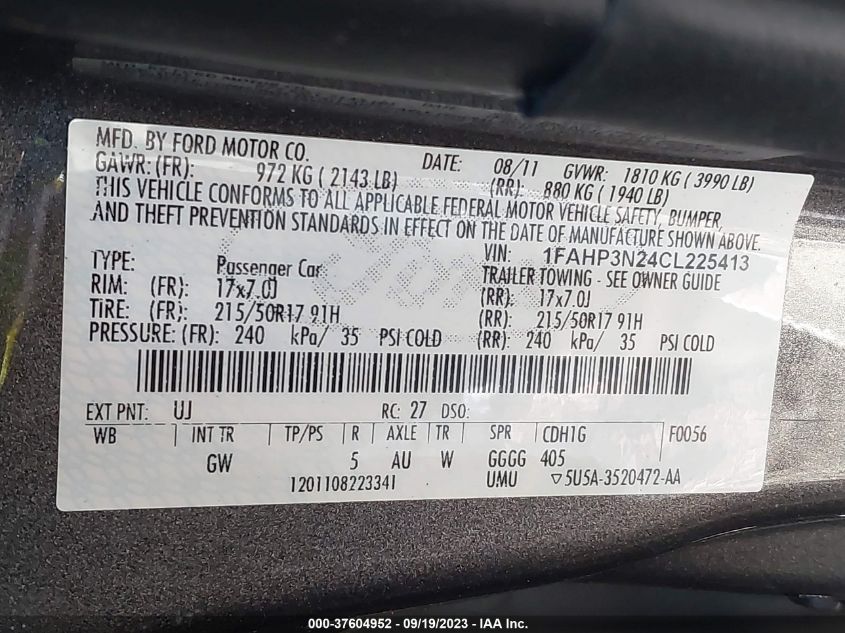 Photo 8 VIN: 1FAHP3N24CL225413 - FORD FOCUS 