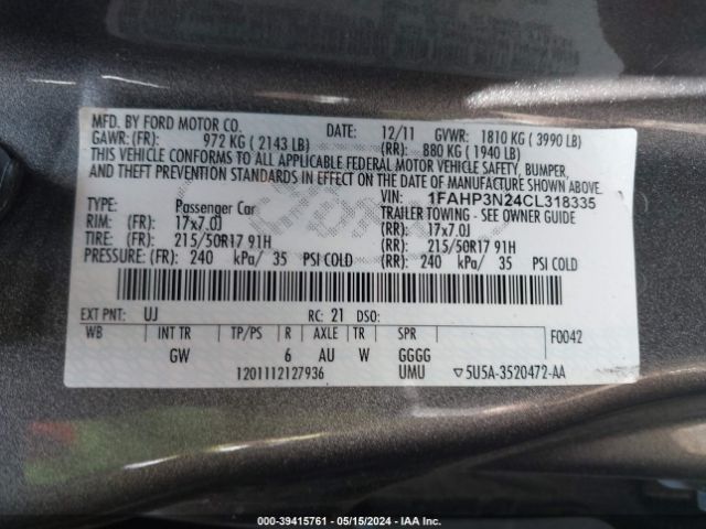 Photo 8 VIN: 1FAHP3N24CL318335 - FORD FOCUS 