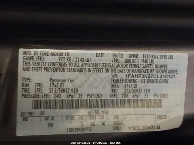 Photo 8 VIN: 1FAHP3N27CL410121 - FORD FOCUS 