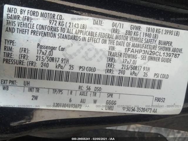 Photo 8 VIN: 1FAHP3N29CL139787 - FORD FOCUS 