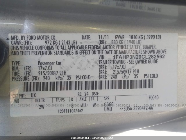 Photo 8 VIN: 1FAHP3N29CL282562 - FORD FOCUS 