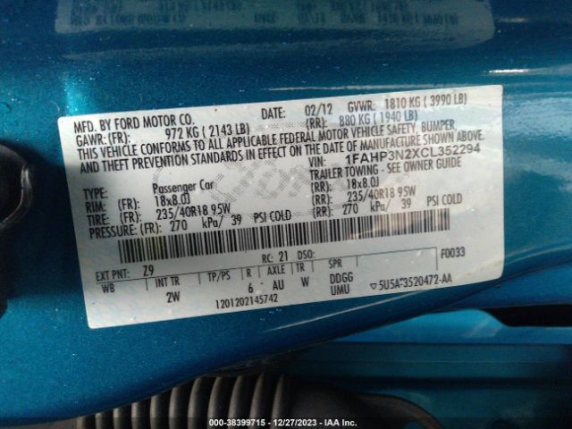 Photo 8 VIN: 1FAHP3N2XCL352294 - FORD FOCUS 