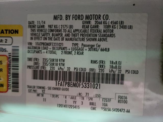 Photo 9 VIN: 1FATP8EM0F5331021 - FORD MUSTANG 