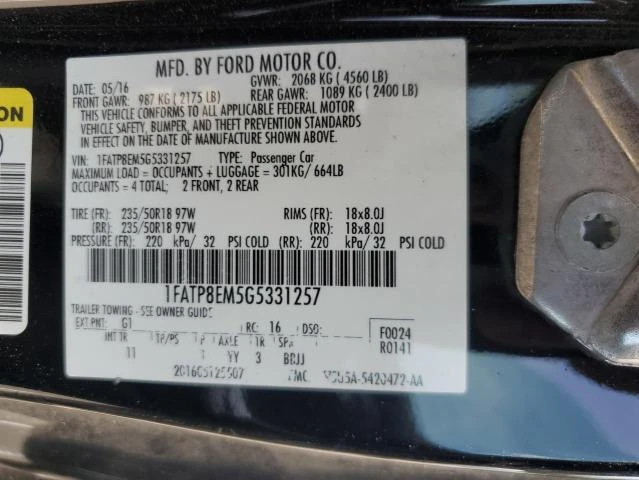 Photo 12 VIN: 1FATP8EM5G5331257 - FORD MUSTANG 