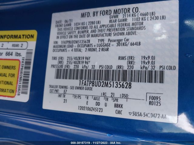 Photo 8 VIN: 1FATP8UD2M5135628 - FORD MUSTANG 