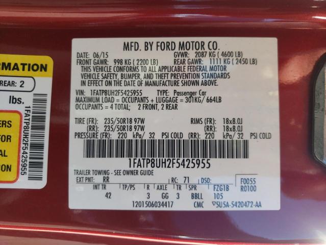 Photo 9 VIN: 1FATP8UH2F5425955 - FORD MUSTANG 