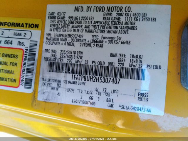 Photo 8 VIN: 1FATP8UH2H5307407 - FORD MUSTANG 